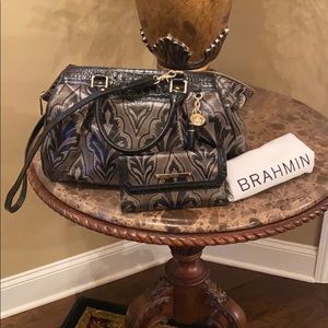 Brahmin Faye Satchel in Mirage Taupe & Wallet